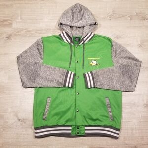 Oregon Ducks Colosseum Green Hooded Jacket Full Snap Button Up Mens Size XXL